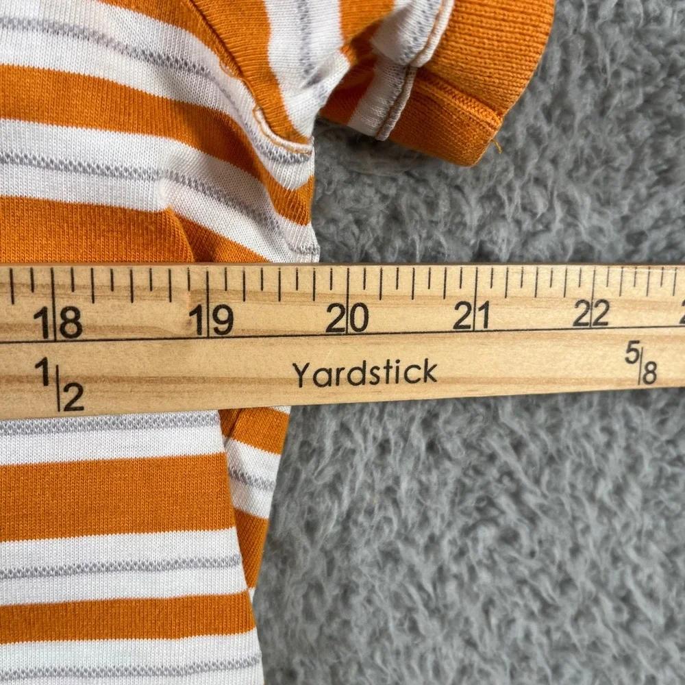 Banana Republic Mens Fitted Pima Polo Shirt Large Orange White Striped Cotton